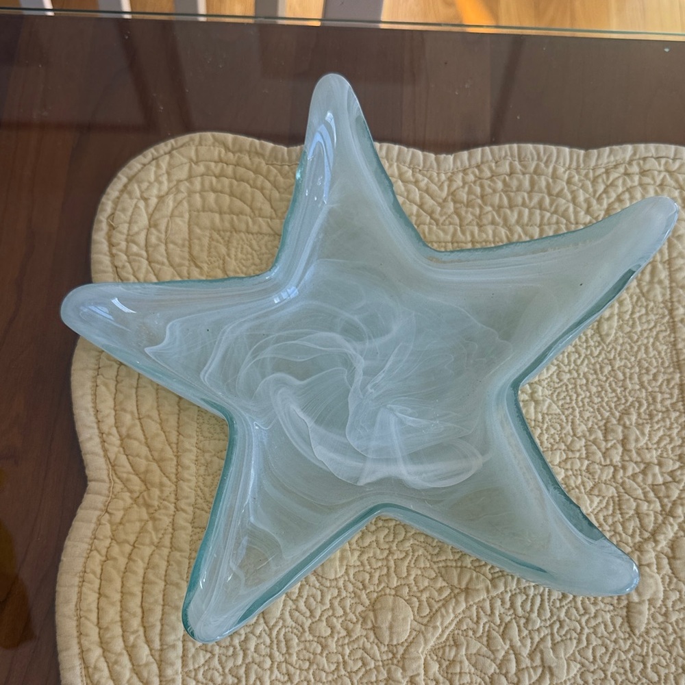 Artistic Starfish Glass Sculpture in Seafoam Green